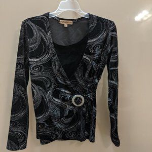 notations women's black swirl sparkle jacket